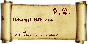 Urhegyi Márta névjegykártya